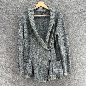 Gap Cardigan Women M Medium Gray Collared Button Up Long Sleeve Knit Acrylic